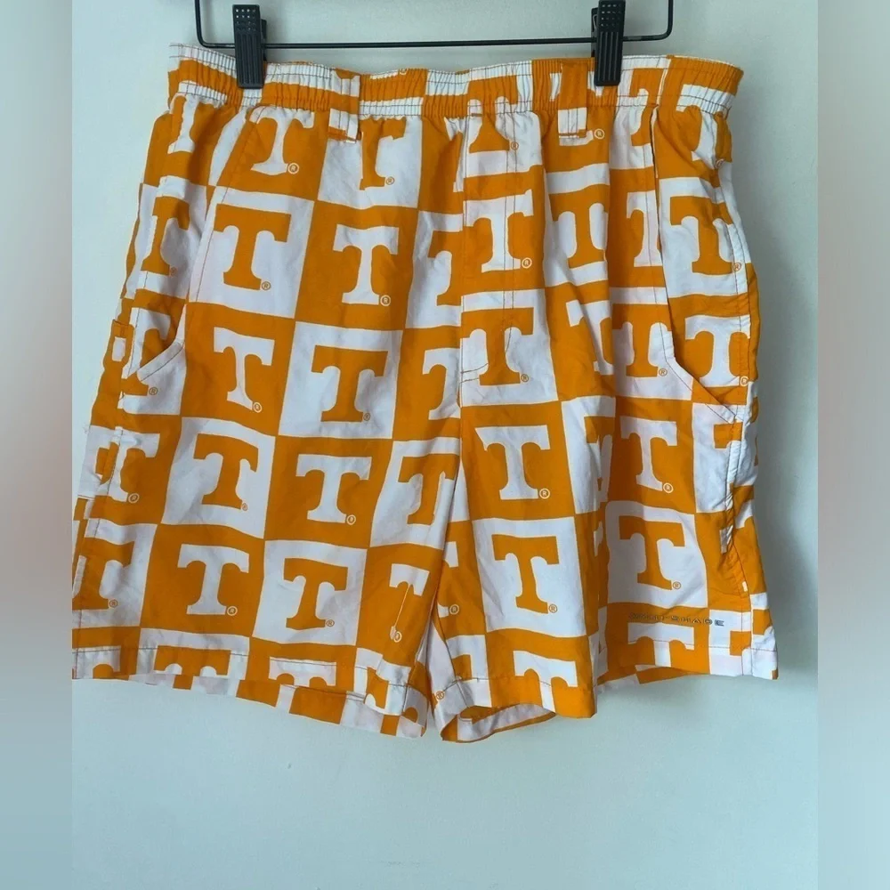 Columbia Swim Trunks Men’s Small Orange and White Logo Shorts UT Tennessee Vols